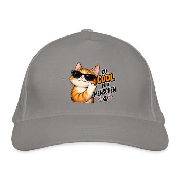 Zu cool für Menschen – Lustige Katze - Bio-Baseballkappe - Hellgrau - Vorne