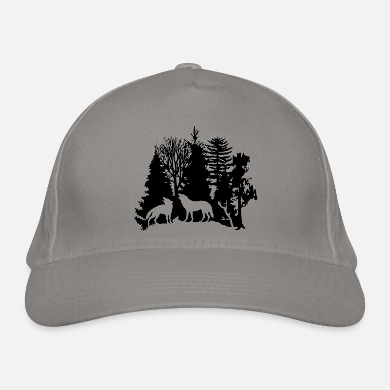 wolf pack wolves howling wild animal moon forest Organic Baseball Cap