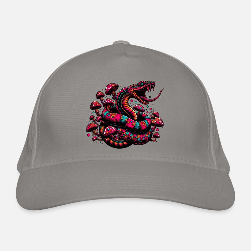 Psychedelische Schlange mit Pilzen Bio-Baseballkappe