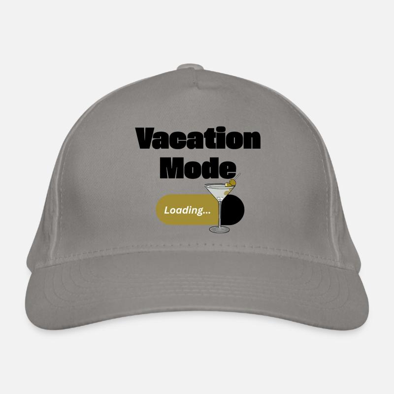 Vacation Mode On – Martini with loading bar (dark) Organic Baseball Cap