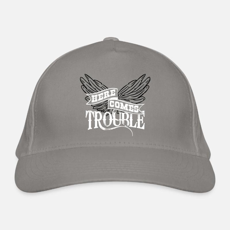 Here Comes Trouble Noir - Blanc Casquette classique bio