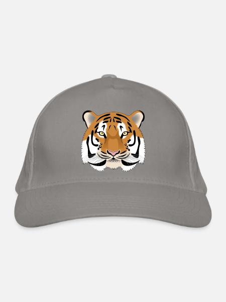 Tiger Kopf - farbig - Bio-Baseballkappe - Hellgrau