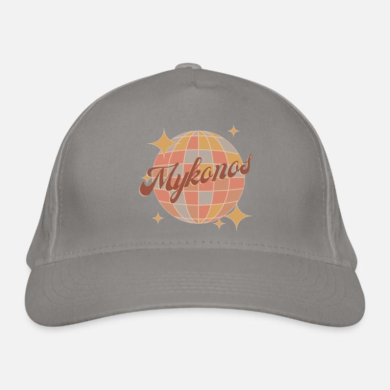Mykonos Greece retro vintage Diskokugel - Bio-Baseballkappe - Hellgrau
