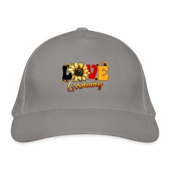 I love Germany Sonnenblumen schwarzrotgold Flagge - Bio-Baseballkappe - Hellgrau - Vorne