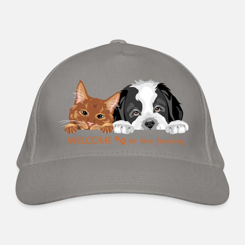 Chat roux et chien Saint-Bernard Casquette classique bio