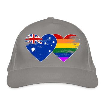 Australien Regenbogen Flagge Herz used - Bio-Baseballkappe - Hellgrau - Vorne