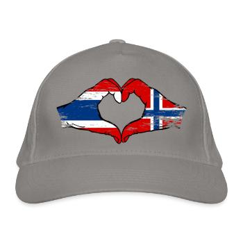 Thailand Schweden Flagge Hände Herzform used look - Bio-Baseballkappe - Hellgrau - Vorne