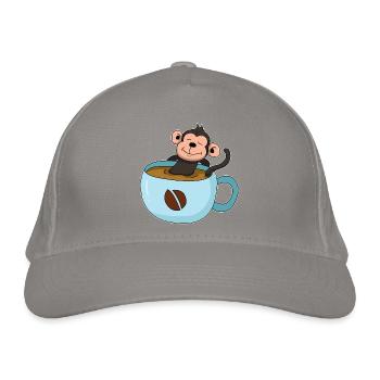 Kaffee-Äffchen - Bio-Baseballkappe - Hellgrau - Vorne