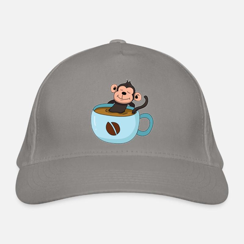 Kaffee-Äffchen - Bio-Baseballkappe - Hellgrau