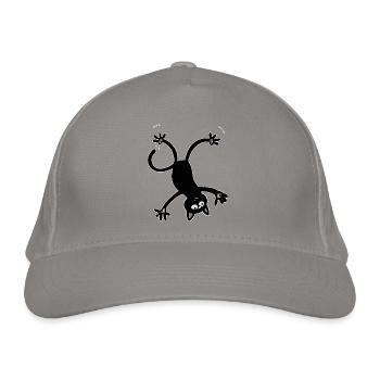 falling, black cartoon cat falls - Organic Baseball Cap - light grey - Front