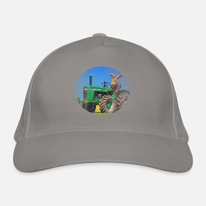Rabbit on tractor tractor Organic Baseball Cap