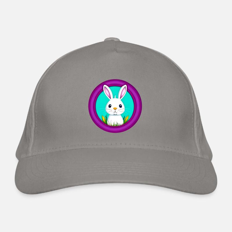 Rabbit White Purple Easter Organic Baseball Cap