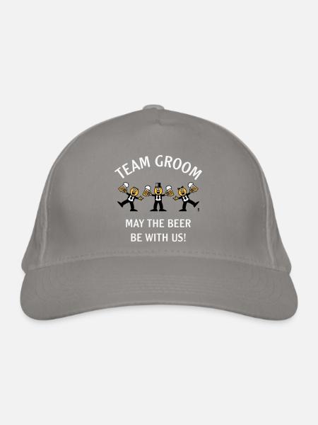 Team Groom (Caricature / Bière avec nous / 3C / W) - Casquette classique bio - gris clair - Devant