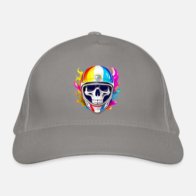 Totenkopf-Biker - Bio-Baseballkappe - Hellgrau