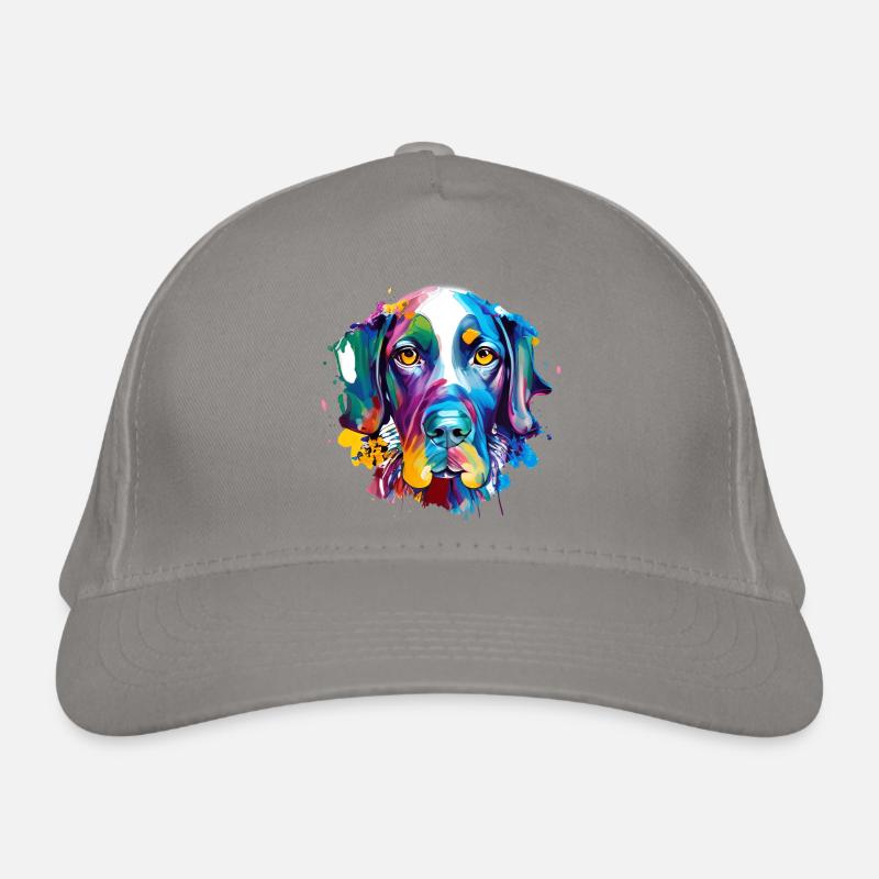 German Shorthaired Pointer GSP Colourful Dog Art - Organic Baseball Cap - light grey