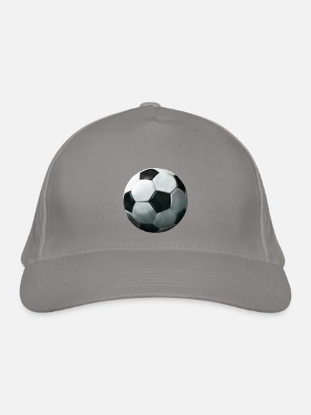 Klassischer Schwarzweiß Fußballball - Bio-Baseballkappe - Hellgrau