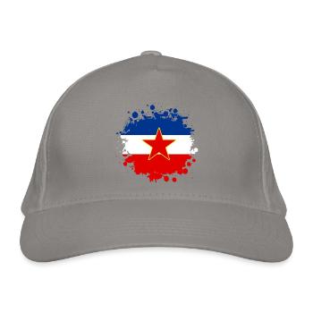 Jugoslawien Flaggen Klecks Design - Bio-Baseballkappe - Hellgrau - Vorne
