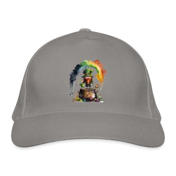 Leprechaun Kobold unter einem Regenbogen - Bio-Baseballkappe - Hellgrau - Vorne