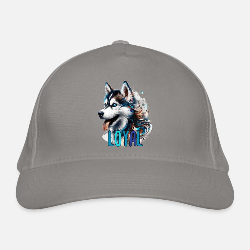 Husky Welpe süß loyal Hund Geschenk - Bio-Baseballkappe - Hellgrau
