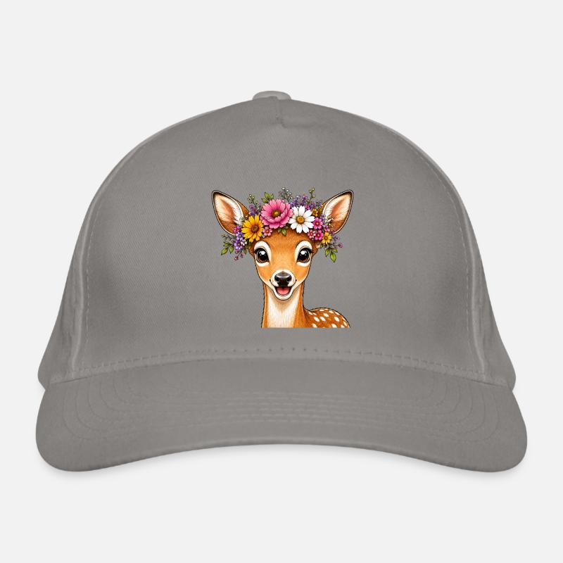 Cerf décoré de fleurs Casquette classique bio