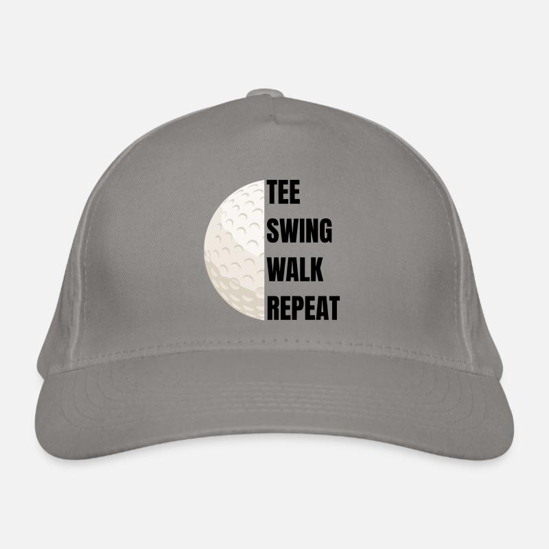 Tee Swing Walk Repeat - Golf slogan - Bio-Baseballkappe - Hellgrau