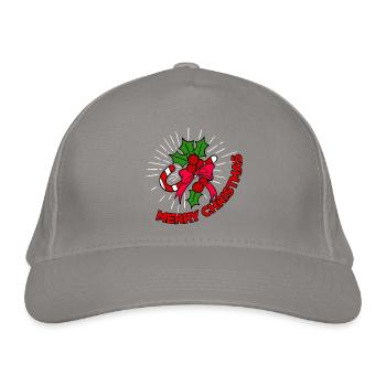 Merry Christmas - Zuckerstange mit Schleife - Bio-Baseballkappe - Hellgrau - Vorne