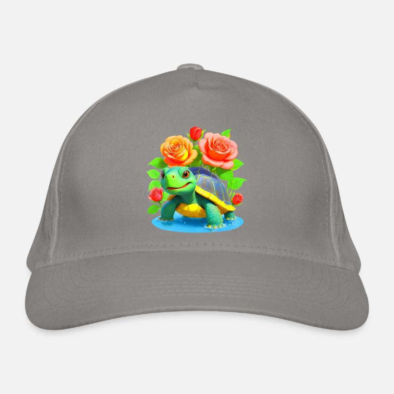 Schildkröte zwischen den Rosen - 2 Bio-Baseballkappe