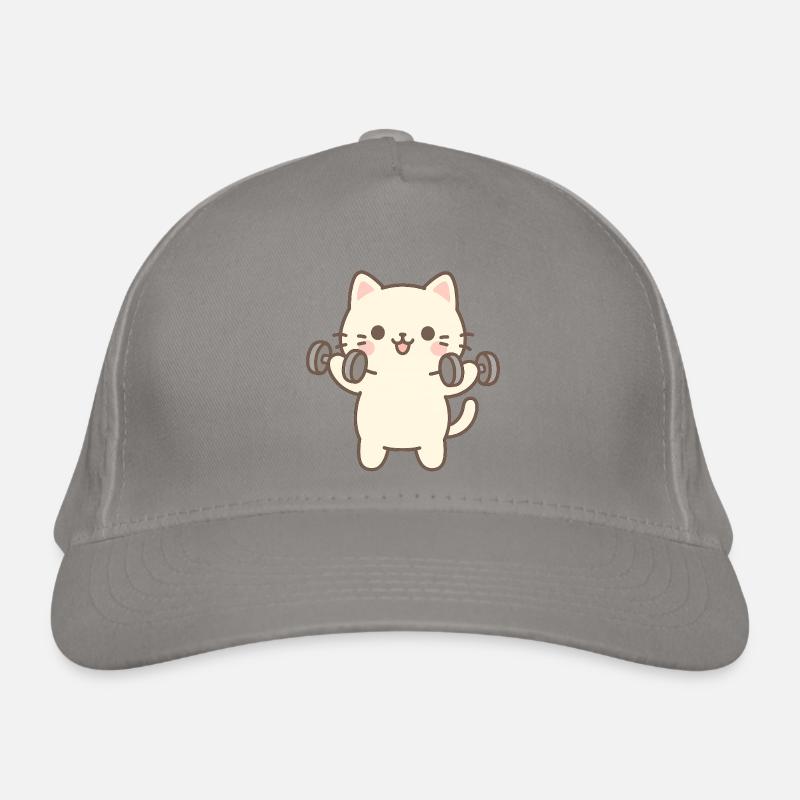 Kitten doing strength training Organic Baseball Cap