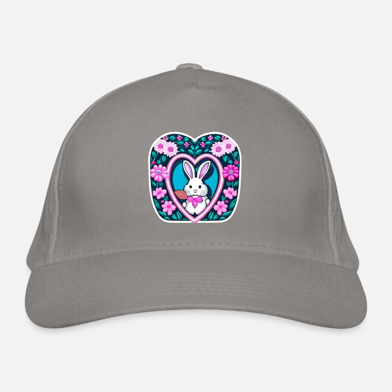 Flowerswith Easter Bunny Organic Baseball Cap