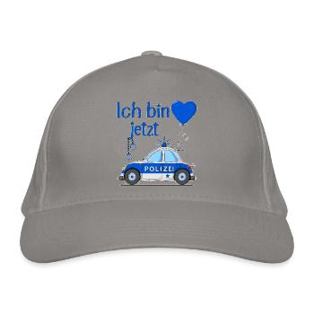 Polizeiauto Ich bin jetzt Geburtstag - Bio-Baseballkappe - Hellgrau - Vorne
