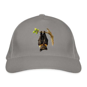 Nachtfledermaus am Ast - Bio-Baseballkappe - Hellgrau - Vorne