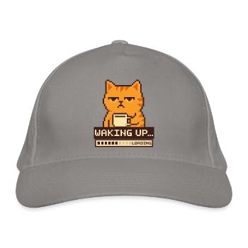 Aufwachen beim Laden – Pixel Cat Funny - Bio-Baseballkappe - Hellgrau - Vorne