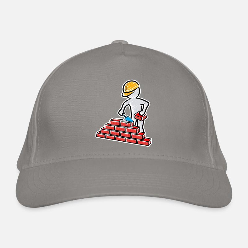 Construction worker with trowel, mortar and wall Organic Baseball Cap