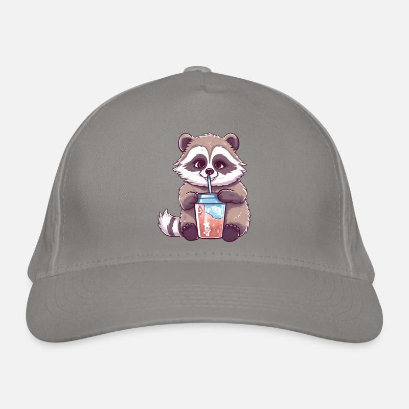 Waschbär mit Eiskaffee Bio-Baseballkappe
