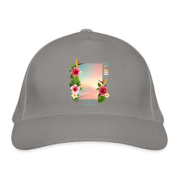 Mer - Sable - Coucher de soleil - Casquette classique bio - gris clair - Devant