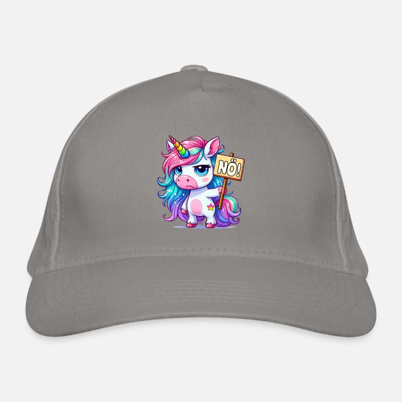 Regenbogen-Einhorn mit Nein-Schild Bio-Baseballkappe