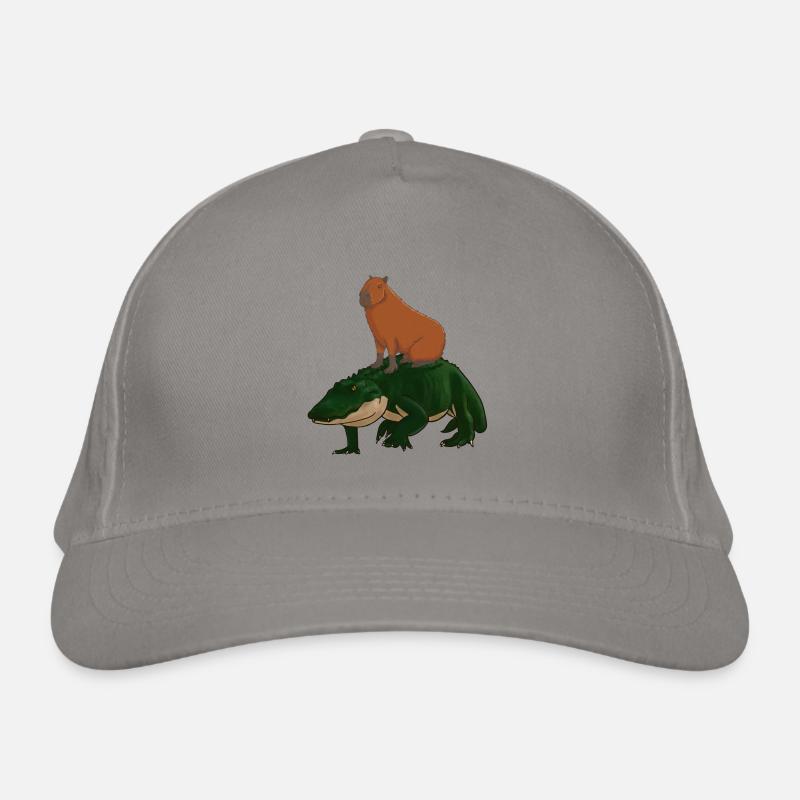 Capybara Crocodile - Organic Baseball Cap - light grey