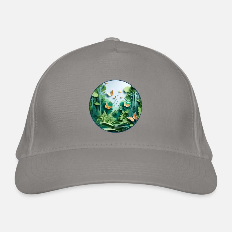 Butterfly and Forest 3D Papercut Circle Organic Baseball Cap