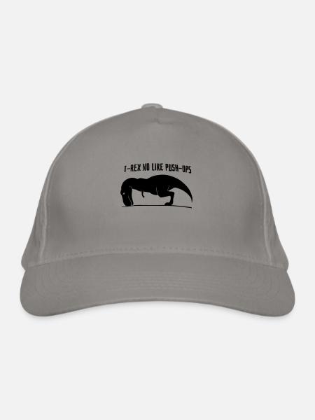 T-Rex no like Push-Ups - Bio-Baseballkappe - Hellgrau - Vorne