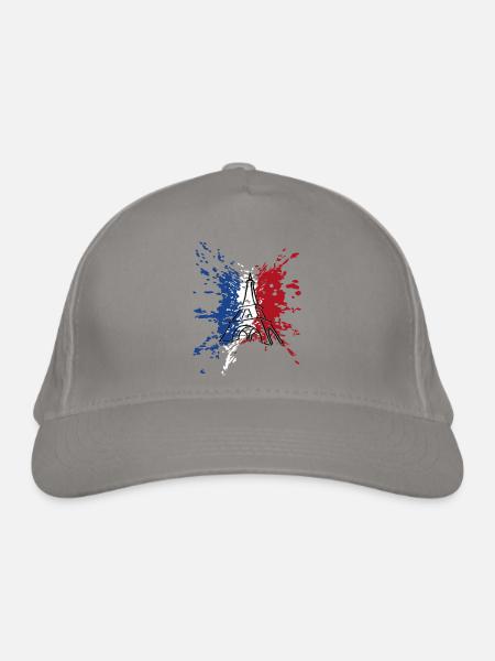 Eiffelturm Flagge Frankreich ✅ Tour Eiffelturm Flagge ✔ - Bio-Baseballkappe - Hellgrau