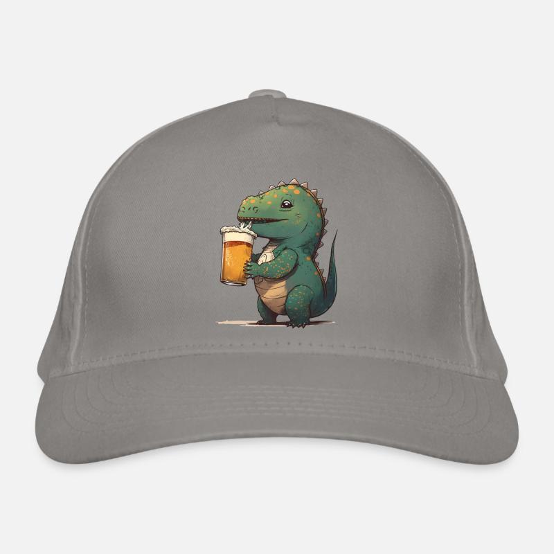 Lustiger Dinosaurier trinkt ein Glas Bier Bio-Baseballkappe