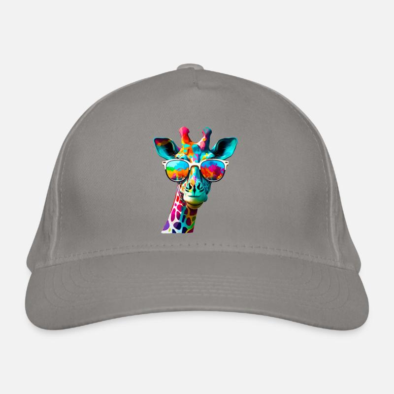 Fun Color Giraffe with Sunglasses Organic Baseball Cap