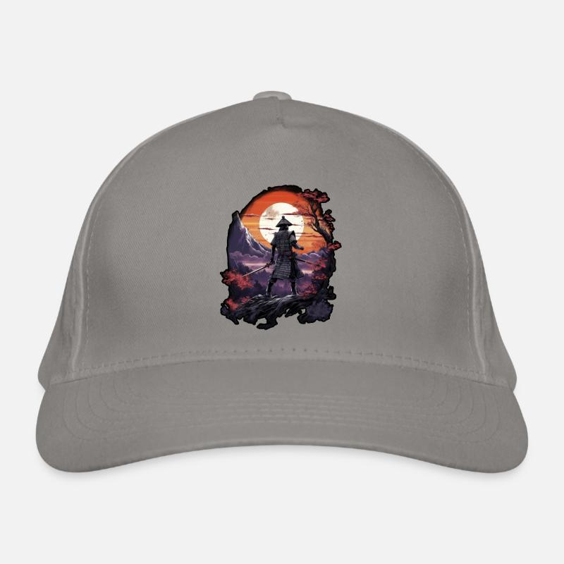 Chinese Warrior emerging from sunset, vector Organic Baseball Cap