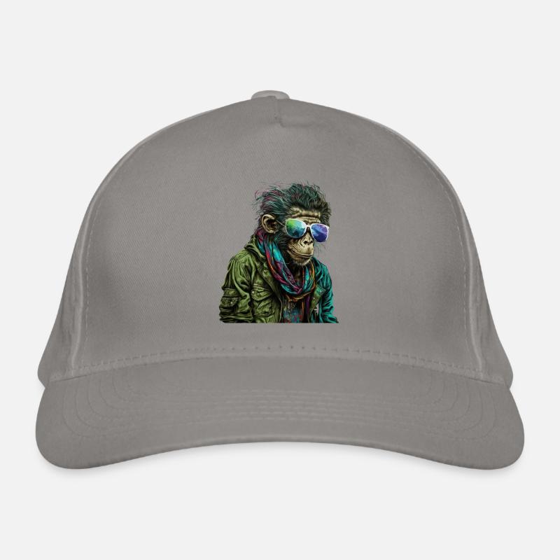 Drôle de singe chimpanzé avec des lunettes de soleil Casquette classique bio