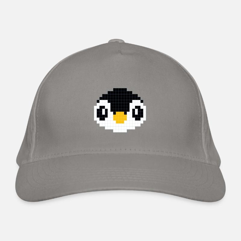 Verpixelter Pinguinkopf Bio-Baseballkappe