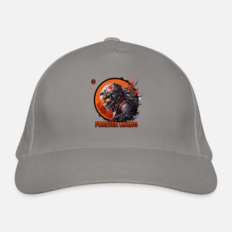 Forever Biking: Skull Emblem Riding a Motorcycle Organic Baseball Cap