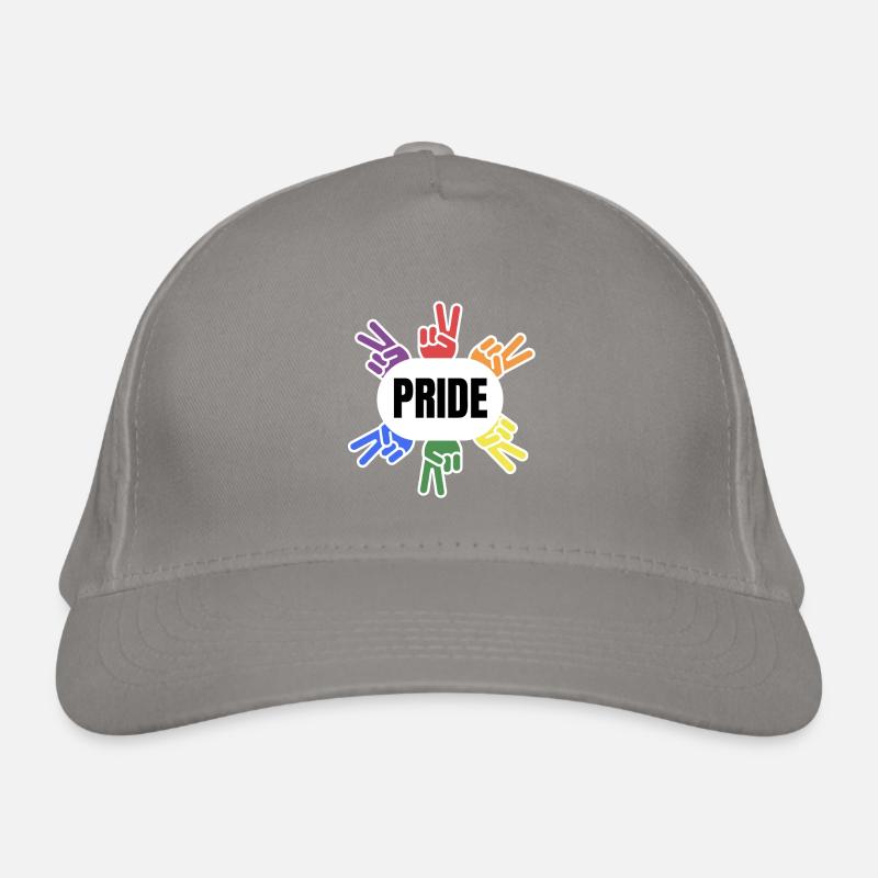 PRIDE Pride with Peace hand white Bio-Baseballkappe