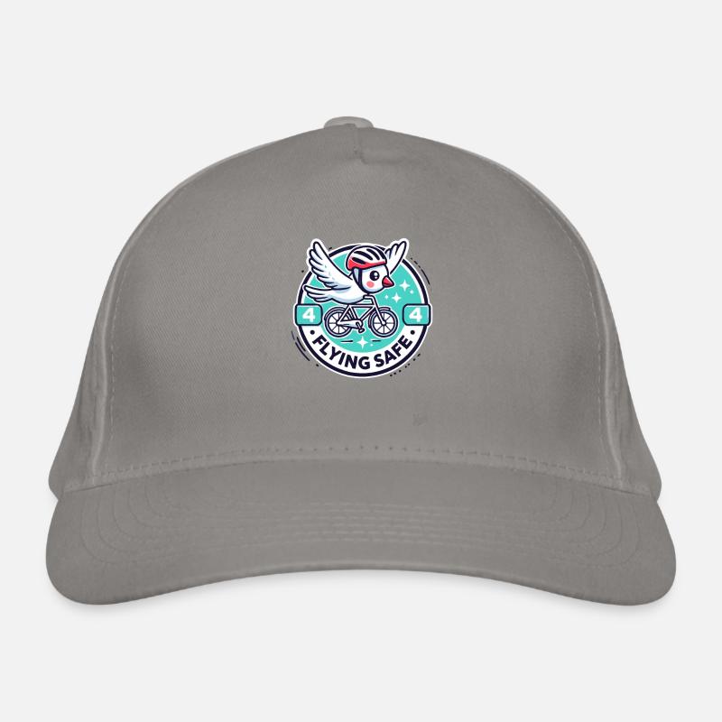 Bird with helmet on bicycle flying safely Organic Baseball Cap
