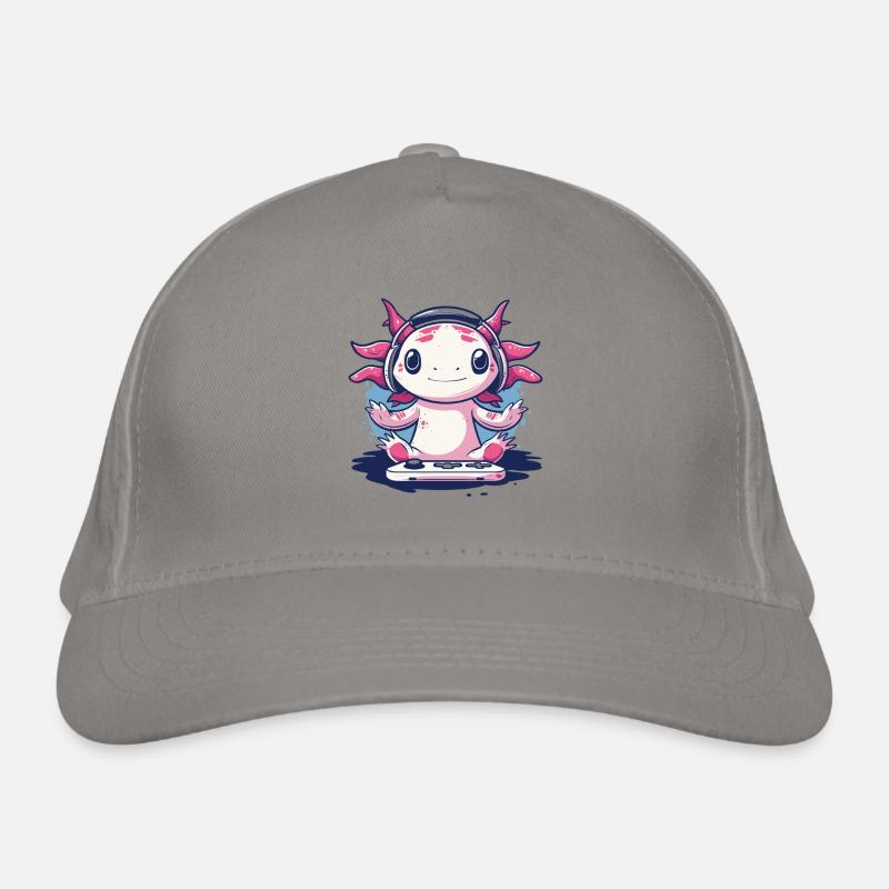 Humorous gaming axolotl design Organic Baseball Cap