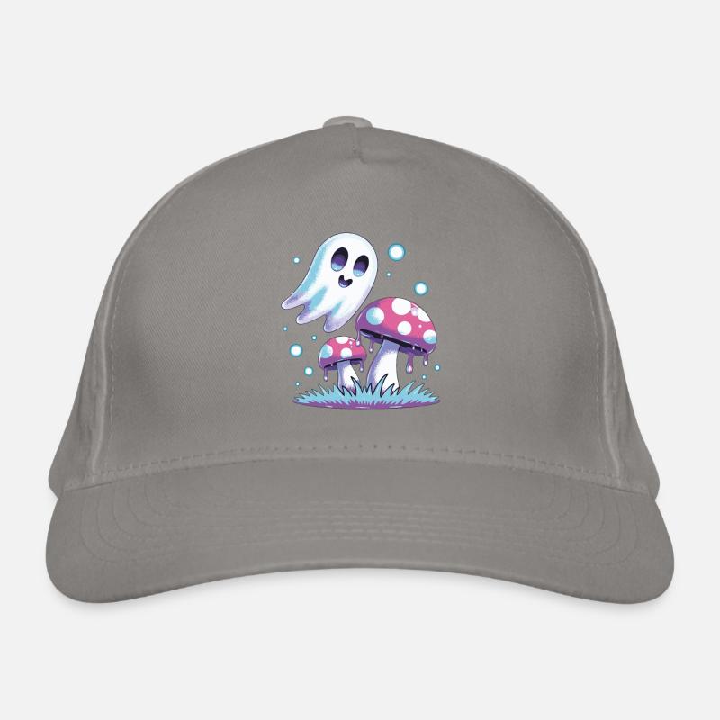 Fantôme Kawaii & Champignons – Design Pastel Casquette classique bio